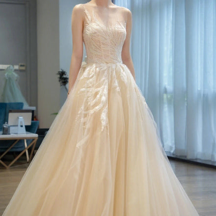 AL1191 2025 Custom Wholesales Plus Size champagne Prom Even Dresses Evening Gown Dress Elegant Lace Chiffon Bridesmaid Dresses