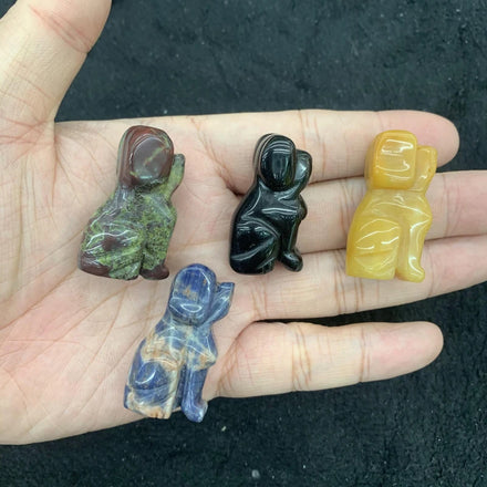 Cute 4 CM 1.5 Inches Carving Dog Stone Natural Healing Crystals Gemstone Crafts for Home Desk Decoration