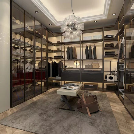 Modern Walk in Closet Designs Sliding Glass Door Bedroom Furniture Storage Closet