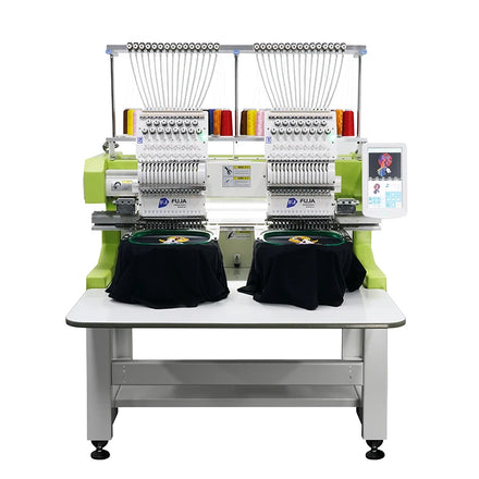 FUJA Factory Price New 2 Head Automatic Digital Industrial Computerised Cap Embroidery Machine for Hat & T-Shirt Flat Embroidery