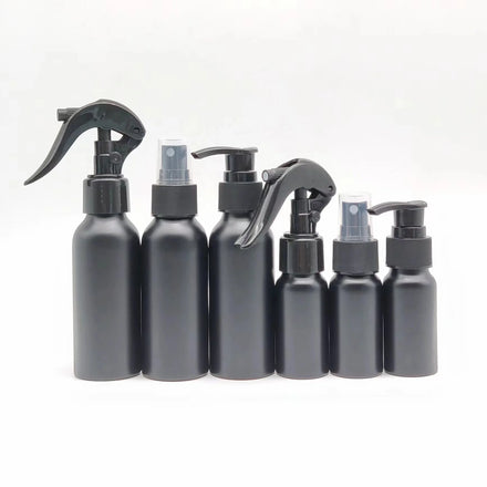 100ml 250ml 600ml Eco-friendly Reusable Aluminum Bottle Offset Printing for Face Cream Dry Shampoo Matte Black Foam Pump Nasal