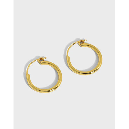 925 Sterling Silver Geometric Hoop Earrings 18K Gold Fashion Earrings Simple Glossy Earrings Women Fine Jewelry