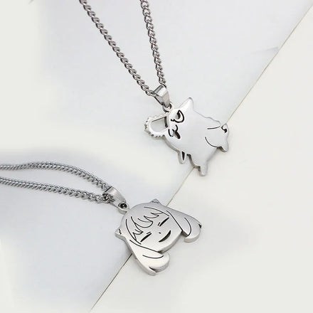 Cartoon Stainless Steel Pendant Necklace JoJo Bizarre Adventure Chainsaws Character SPY FAMILY Necklace