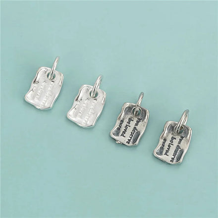Fashion 925 Sterling Sliver Alphabet Engraved Square Pendant Antique Silver Square Alphabet Charm for Bracelet Necklace Jewelry