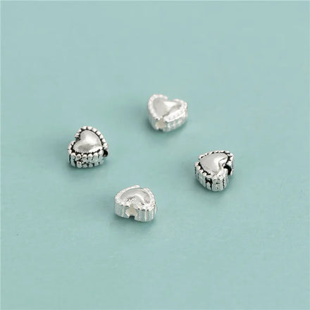 Retro 925 Sterling Sliver Peach Heart Spacer Beads 4.6*3.9mm Heart Loose Beads for Jewelry Making