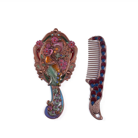 Portable European Metal Retro Pocket Folding Double-Sided Women's Rectangular Mini Gift Set Makeup Mirror