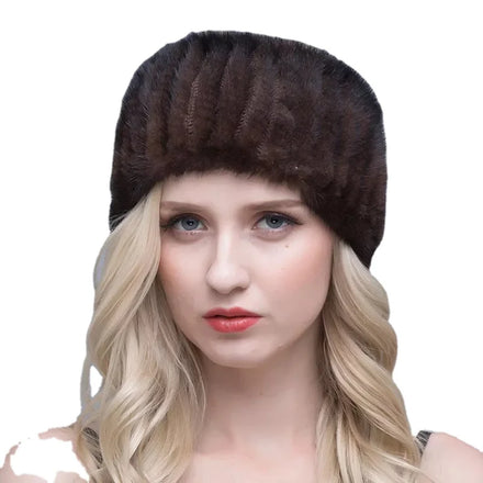 MWFur Mink Fur Headband Warm Winter Scarf for Christmas Fashion Mink Fur Knitted Scarfs Stylish Elastic Headband