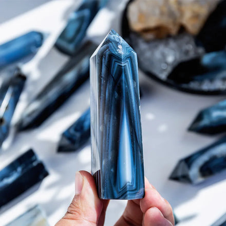 Wholesale Natural Factory Healing Black Onyx Point Crystal Diamond Polished Folk Art Tower Art & Collectible Ying Lai Jewelry