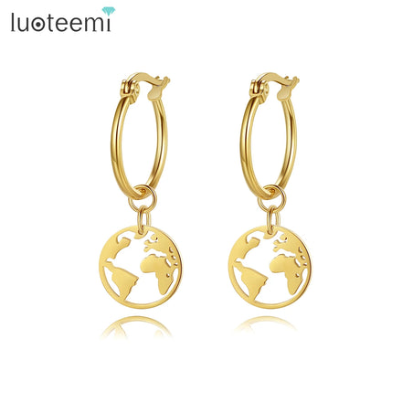 SP-LAM Fashion 2024 World Map Trend Woman Elegant Earing Gold Plated Stainless Steel Earring