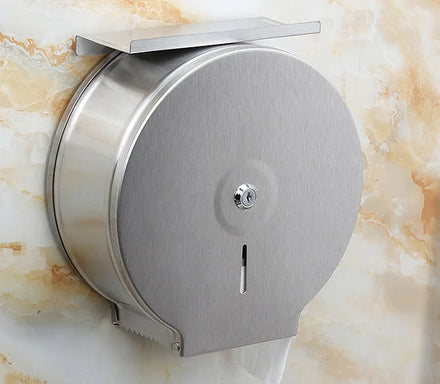 Wholesale Modern Wall Mounted Stainless Steel Jumbo Roll Paper Dispenser Round Toilet Paper Holder Lock for Hotel Restaurant