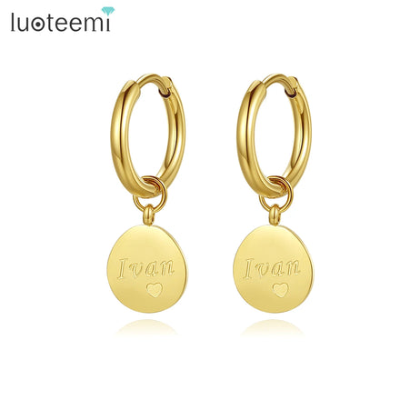 SP-LAM Gold Plated Hoop Woman Huggie Geometric Stainless Wholesale Clip Earring Letter Stainless Earring