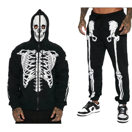 KY All Over Print Full Face Zip up Acid Wash Hoodie With Eye Holes Custom Set Pants Men Boys ClothingTwo Pieces Set