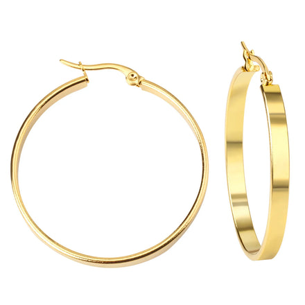 Mexican Jewelry 10mm-25mm Stainless Steel Big Wide Circles Fashion Gold Plated Hoop Earrings for Women