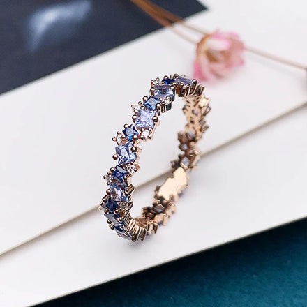 Luxury Design Natural Blue Sapphire White Diamond 18k Solid Gold Ring