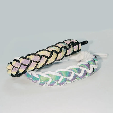 Reflective Gradient Polyester Wristband Strap Hand Weaving Rope Lanyard Environmental Friendly Debossed for Outdoor Promotional