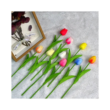 Tulip Imitation Flower Mini Pu Tulip Fake Flower Wedding Party Home Table Decoration Ornaments Cross-border Wholesale