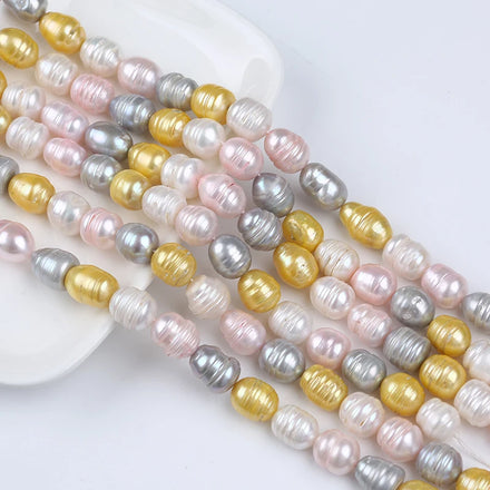 Zhuji Natural 10-11mm Multi-Color Freshwater Rice Pearl Strands Loose Pearls for Jewelry Making