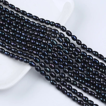 Zhuji Natural 4-5mm Freshwater Black Rice Pearl Loose Pearls for Jewelry Making