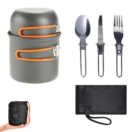 Cookware Mess Kit for Backpacking Gear Camping Pot and Pans Set Portable Compact Camping Ports