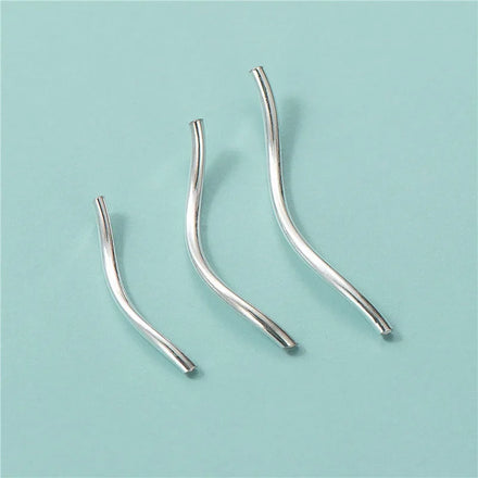 High Quality 925 Sterling Silver S Shaped Curved Tube Noodle Beads for Necklace Bracelet Making Accessories