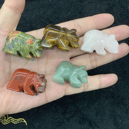 Multi Color Home Decoration 3 CM 1.2 Inches Carving Small Bear Animal Stone Natural Healing Crystals Crafts