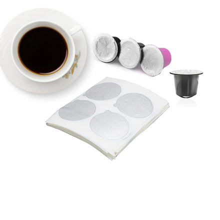 100pcs Pack 37mm Aluminum Foil Refillable Coffee Pod Brewer Lid Self-Adhesive Aluminum Foil with Flim Sticker K-Cups & Pods