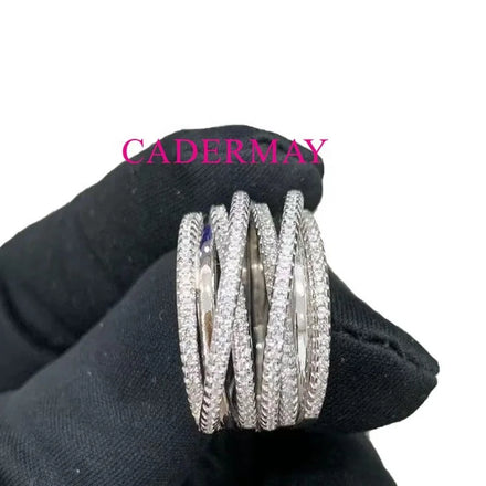 Cadermay 13mm Width Trendy 2022 D VVS Moissanite Sterling Silver 925 10k 14k 18k Eternity Diamond Wedding Ring Band