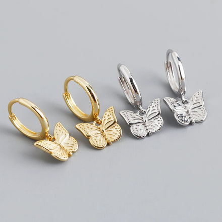Fashion Earrings Jewelry 925 Sterling Silver Animal butterfly Earrings Luxury Diamond Gold Plated Hoop Earrings for Women