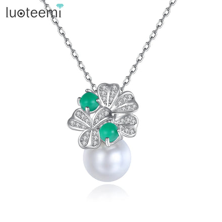 LUOTEEMI Pendant Flower Chain New Woman Jewelry Fashion Charm Statement Designer Girl Trendy Necklace