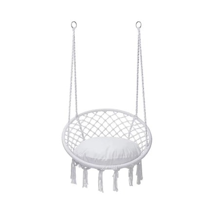 Woqi Hanging Rope Swing Max Included Large Macrame Hanging Chair with Pocket for Superior Comfort