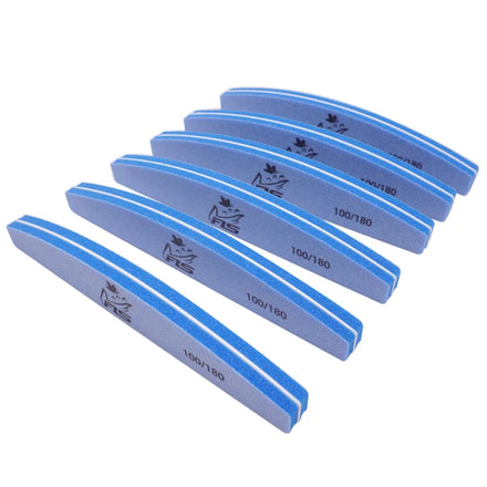 Wholesale Custom Disposable Double Straight 80/100/180 Polishing Nail File Buffer Half Moon Shape Sponge Nail Care Tool Custom