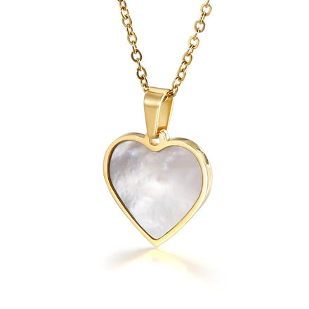 Women Jewelry 18k Gold Plated Stainless Steel Heart Shaped Seashell Necklace