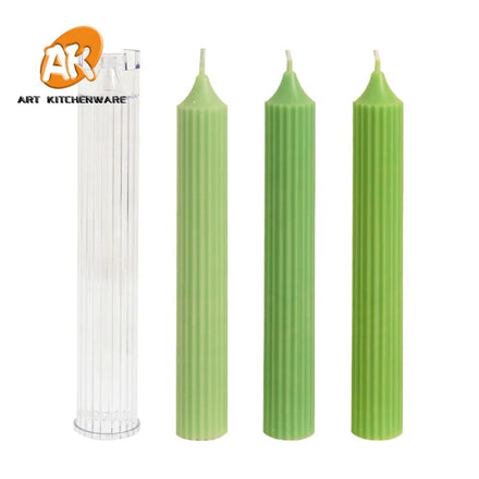 AK Long Stripe Pillar Roman Column Candle Molds Plastic Cylinder Rib Candle Making Kit Mould for DIY Candles Handmade