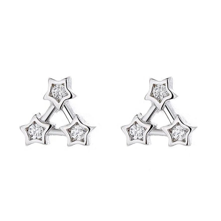 Factory Wholesale Real Silver Star Stud Earrings Triangle Piercing Earrings for Kids Gift