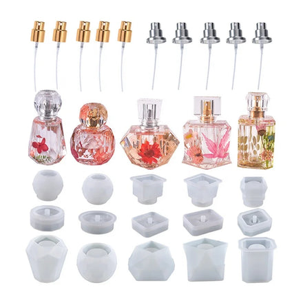DM591 Geometrically Irregular Perfume Bottle Silicone Molds Shampoo Shower Bottle Dispenser Epoxy Resin Silicon Mould for DIY