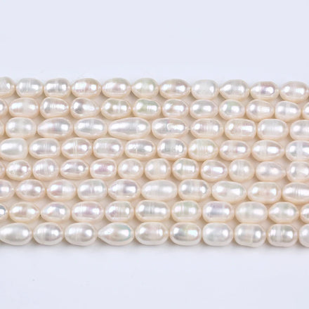 7-8mm White Color Rice Shape Freshwater Pearl Strands for Jewelry