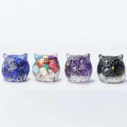 Wholesale Natural Crystal Gravel Stone Resin Owl Head Ornaments Amethyst Rose Quartz Shells Animal Crystal Crafts