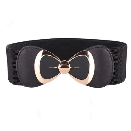 2025 New Fashion PU Leather Webbing Belt for Ladies Bow Elastic Waistband with Alloy Buckle for Daily Use