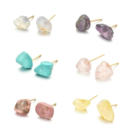 2022 Fashion Crystal Stone Earrings Multi-color Natural Stone Stud Earrings for Women