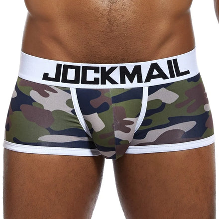 For Low-Rise Knitted Camo Print Men's Underwear Quick Drying Breathable Nylon Boxer Briefs Stylish Casual Gym Shorts