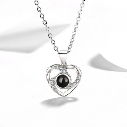 Personalized 100 Languages I Love You Heart Photo Projection Necklace