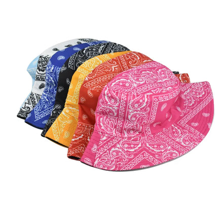 Hip-hop Fashion Paisley Bandanna Tie-dye Reversible Fisherman Hat Colorful Dust-proof Sun Hat Bucket Hats