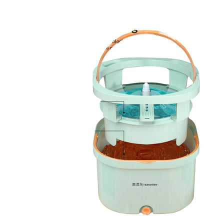 Homettler Flat Mop with Bucket Dual Chamber Dirty Water and Clean Water Self Separation with Reusable Mop Pads for Dry/Wet Floor