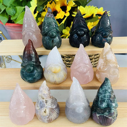 Ocean jasper Gnomes Natural Crystal Hand Crafts Different Materials Carving Crystal Dwarf Gnomes for Gifts