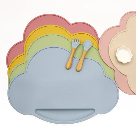 Custom Printed Silicon Table Placemats Sets Food Grade Children's Silicone Placemat Kids Cloud Baby Food Silicone Place Mat