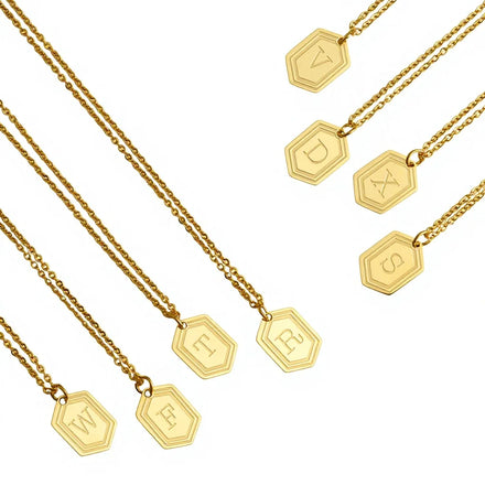 New Arrival Real Gold Plated Stainless Steel Custom Initial 26 English Alphabet Letter Wedding Gift Pendant Necklace Unisex