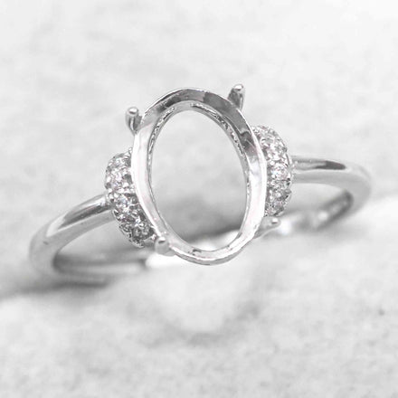 Sterling Silver 4*6/6*8/7*9/8*10/9*11/10*12mm Semi Mount Ring Empty Frame Blank Setting S925 Without Center Stone DIY for Inlay