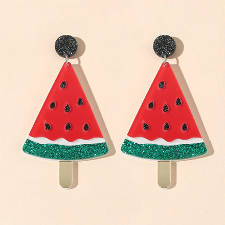 2024 Trendy Watermelon Ice Cream Long Pendant Earrings Gift Mirror Acrylic Earrings