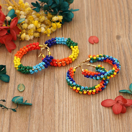 Go2boho Golden Rings Hoop Color Beaded Earrings Jewelry Fashion Bohemian Jewelry Earring