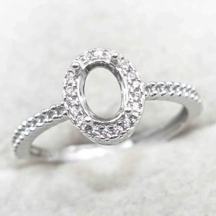 Sterling Silver 5*7/6*8/7*9mm Semi Mount Ring Empty Frame Blank Support Setting S925 Base Without Center Stone for DIY Inlay